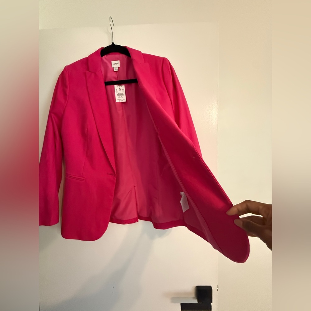 J CREW Holland Linen Cotton Blend One Button Pink Blazer SIZE: 4 - Picture 10 of 11